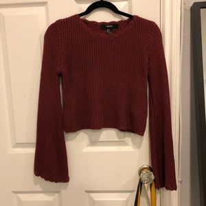 Scalloped maroon sweater